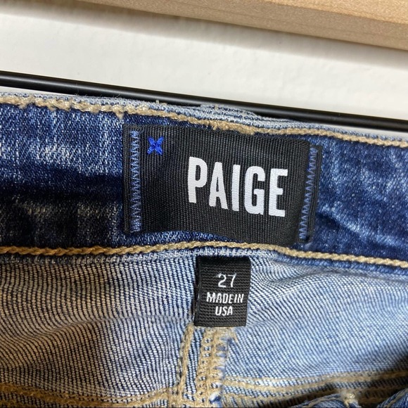 Paige Floral Embroidered Cropped Denim  Mid-Rise Skinny Jeans - Picture 3 of 4